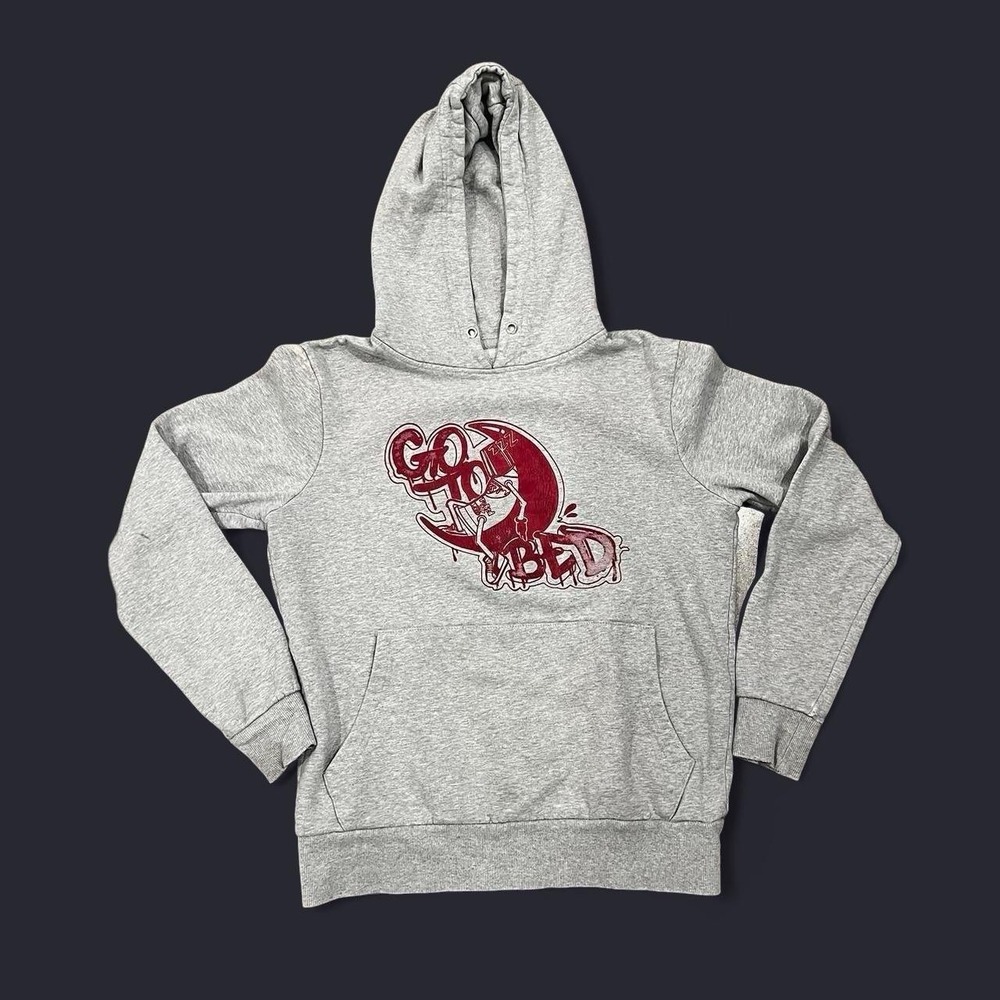 Grey Heavyweight Graphic Hoodie Men's Size Medium Skate Y2K Graffiti Hip Hop Rap